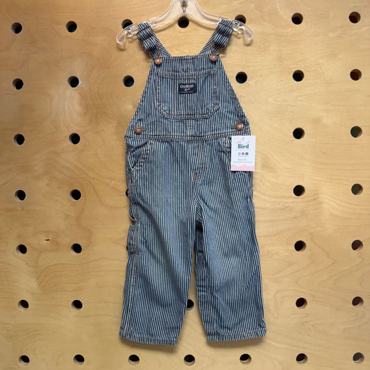 Blue/White Striped Denim Overalls