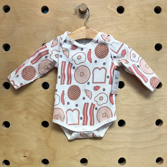 White/Pink Breakfast Foods Bodysuit