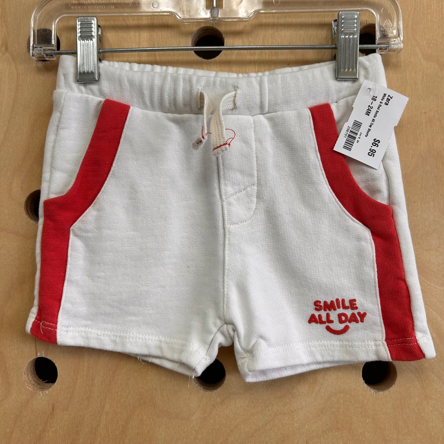White & Red Smile All Day Shorts