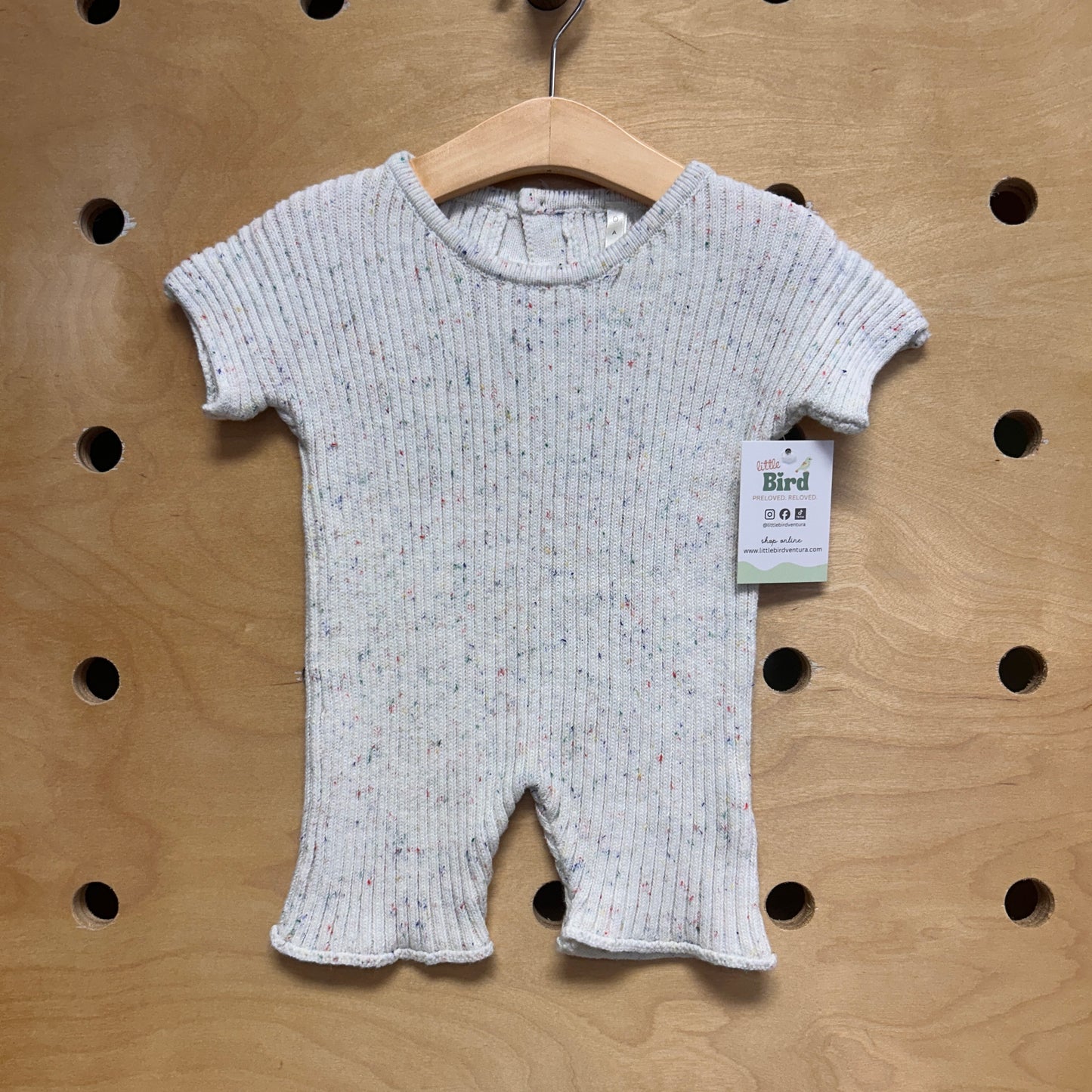 White/Multicolor Speckle Knit Romper