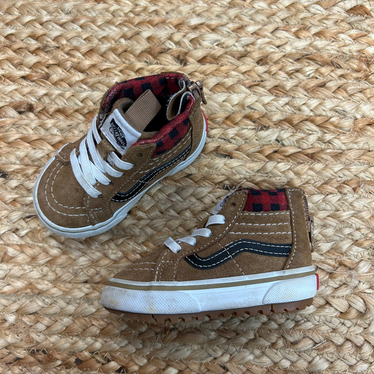 Brown Plaid SK8 Hi Zip Sneakers
