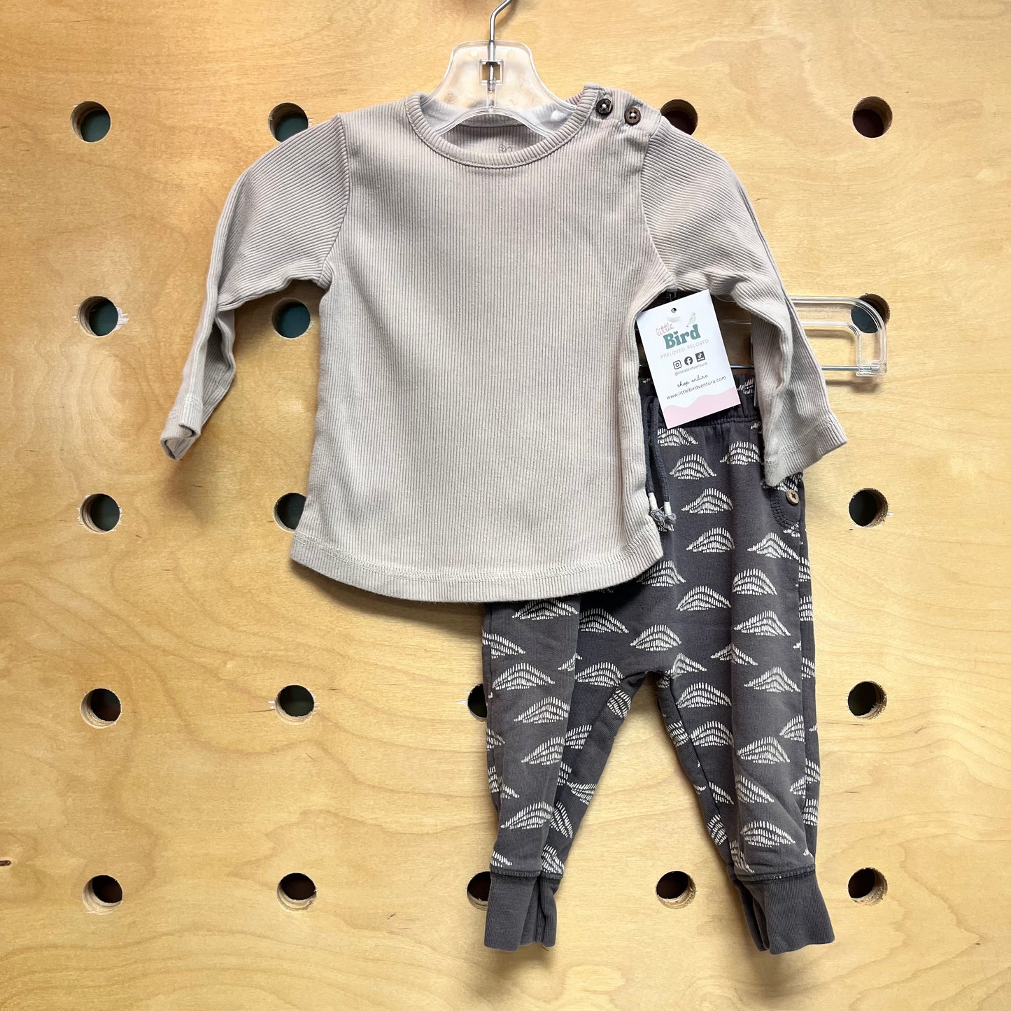 Organic Cream/Grey Ribbed Outfit