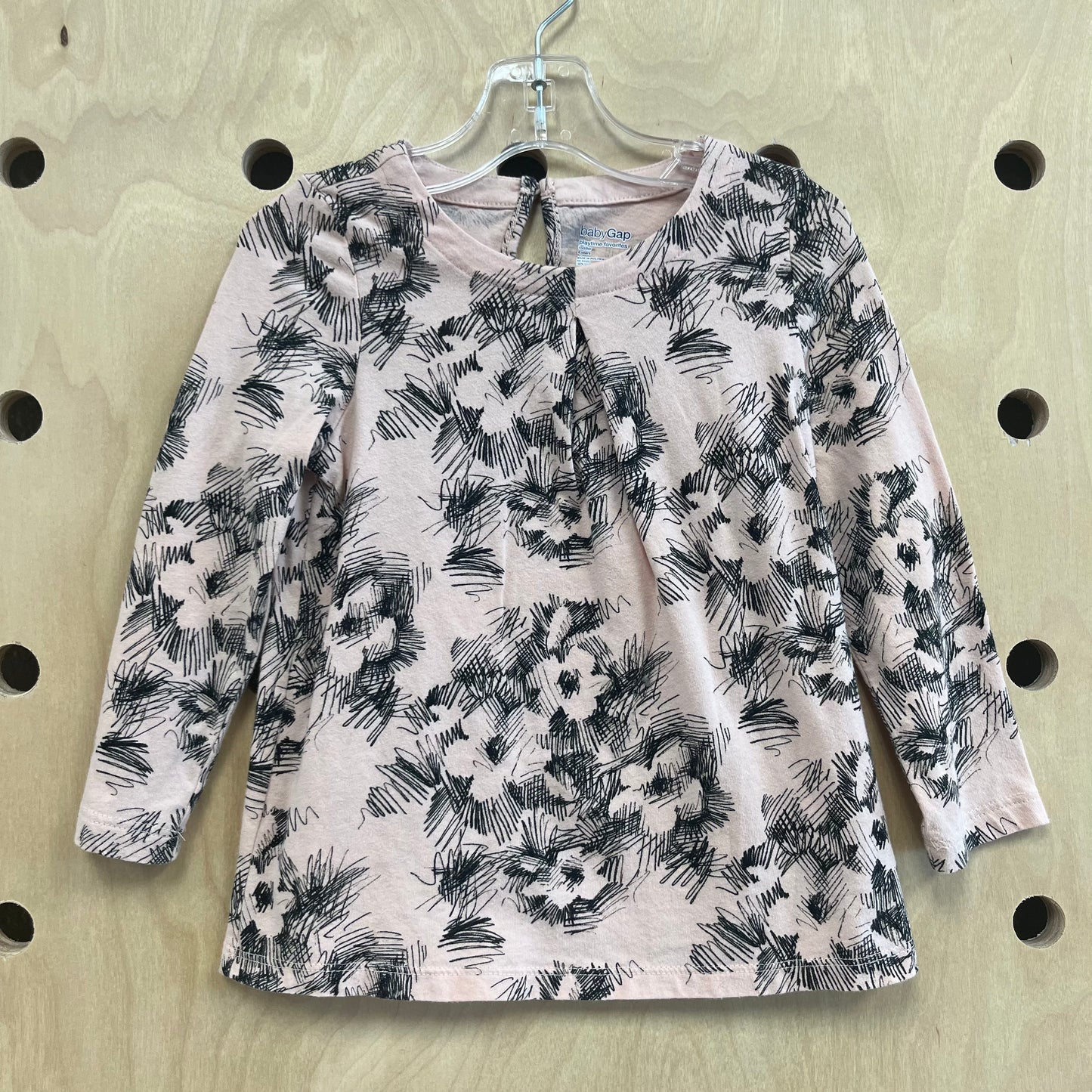 Pink & Black Scribble Floral Top
