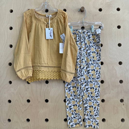 Yellow+Cream Floral Gauze Outfit NEW!