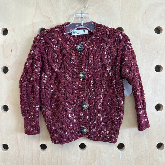 Maroon Speckled Knit Cardigan