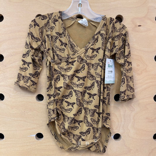 Mustard/Purple Butterfly Bamboo Bodysuit