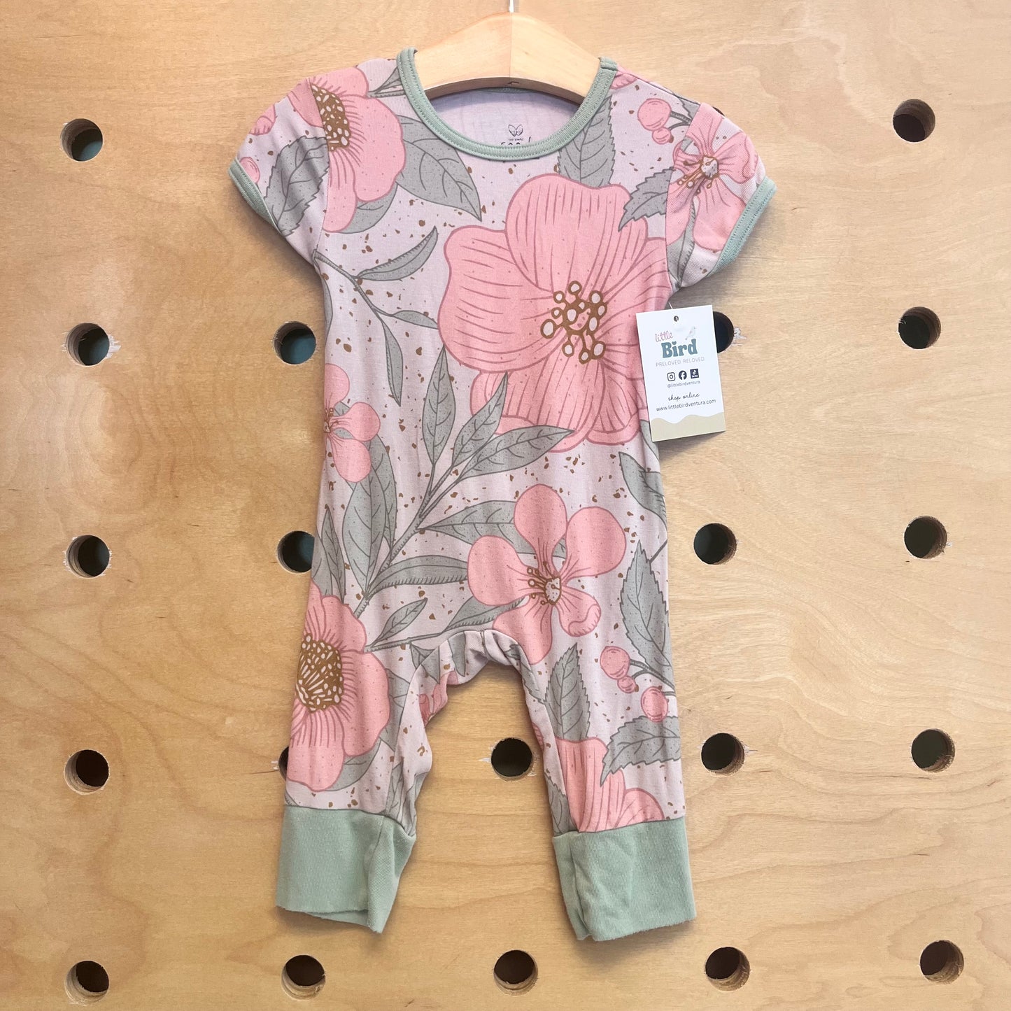Pink/Green Floral Bamboo Romper