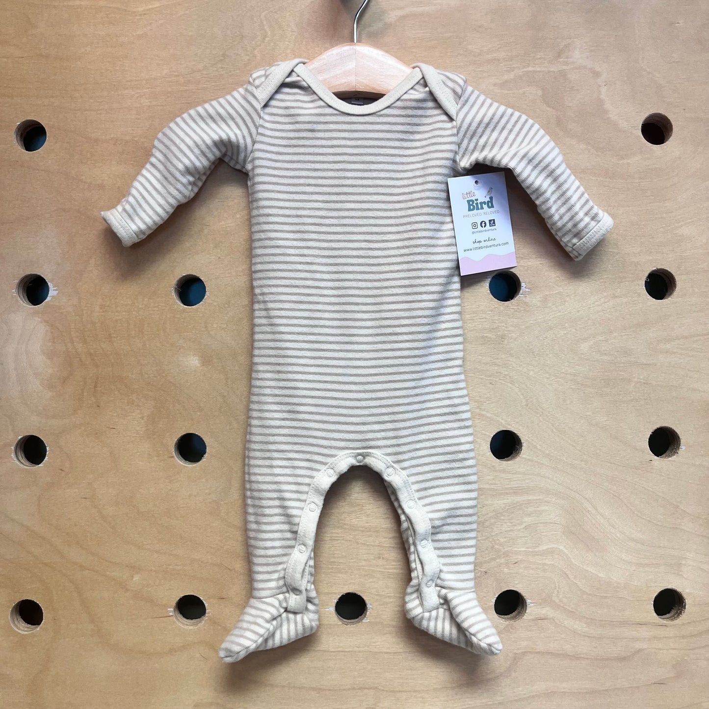 Organic Cream/Tan Striped Footies
