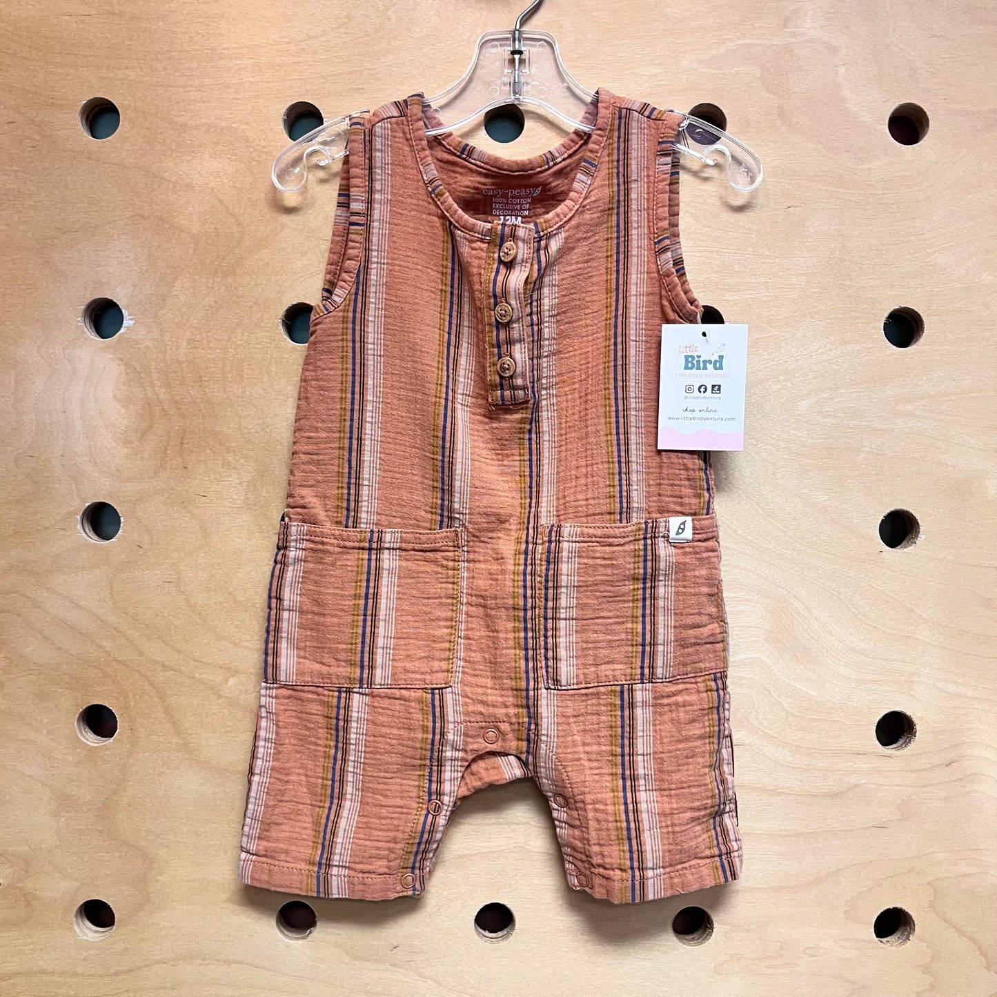 Brown/Navy Striped Cotton Romper