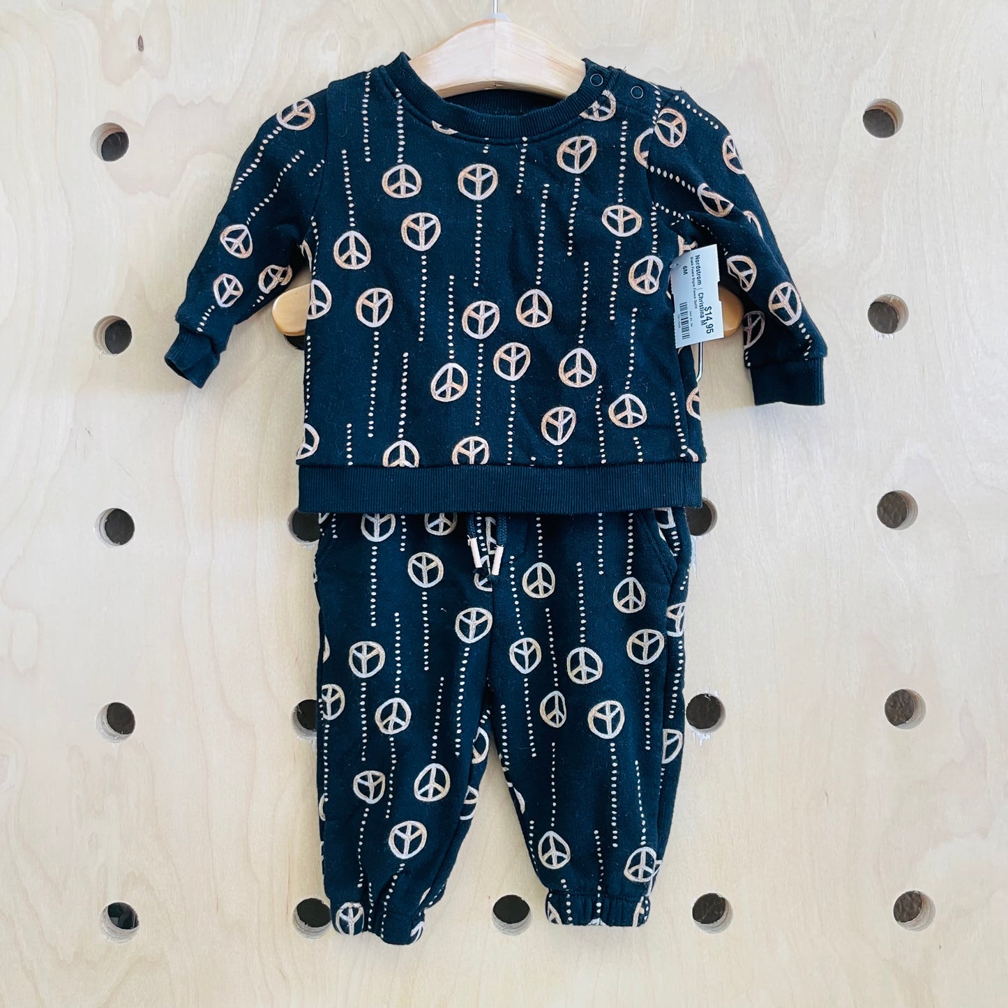 Black Peace Signs Fleece Outfit