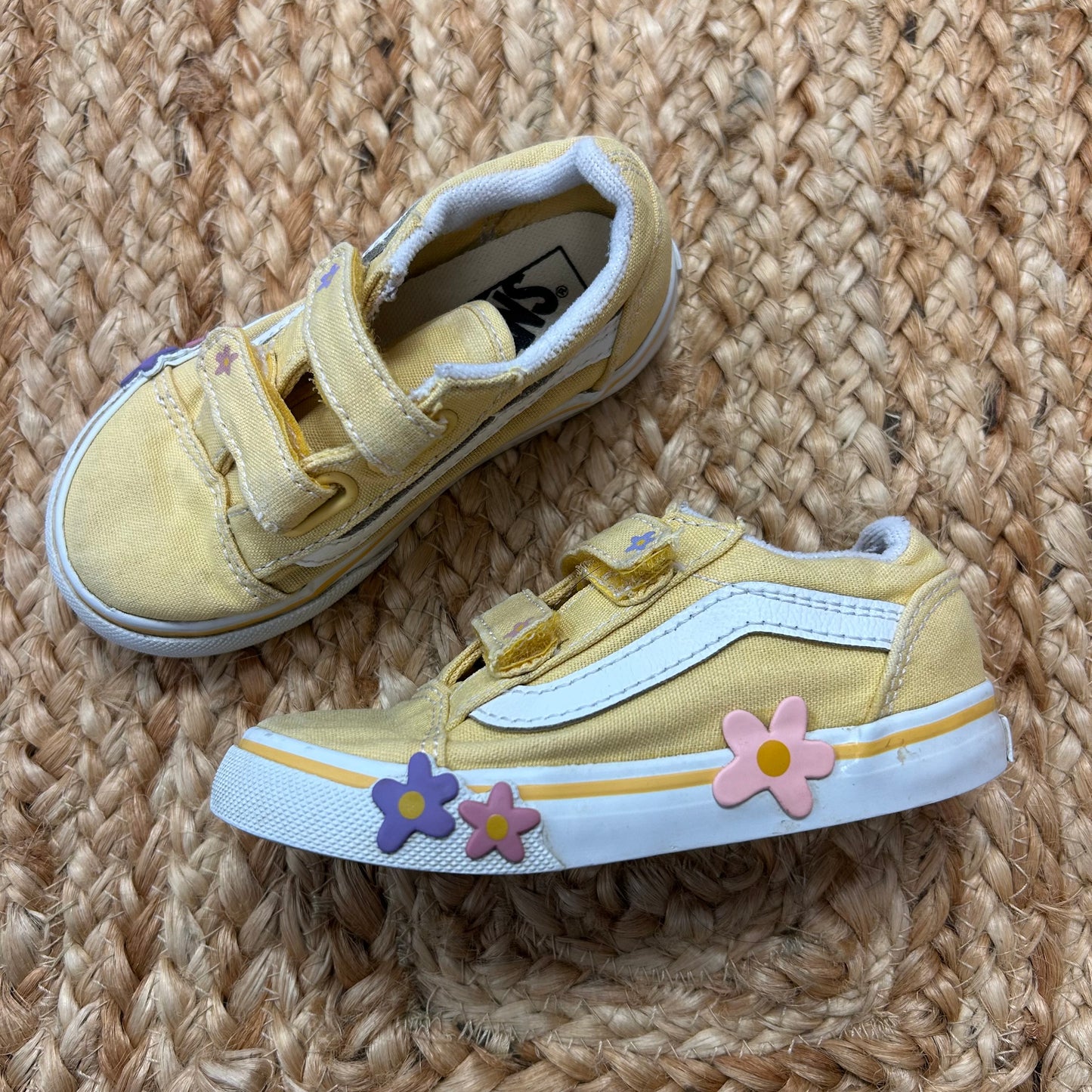 Yellow Floral Velcro Shoes