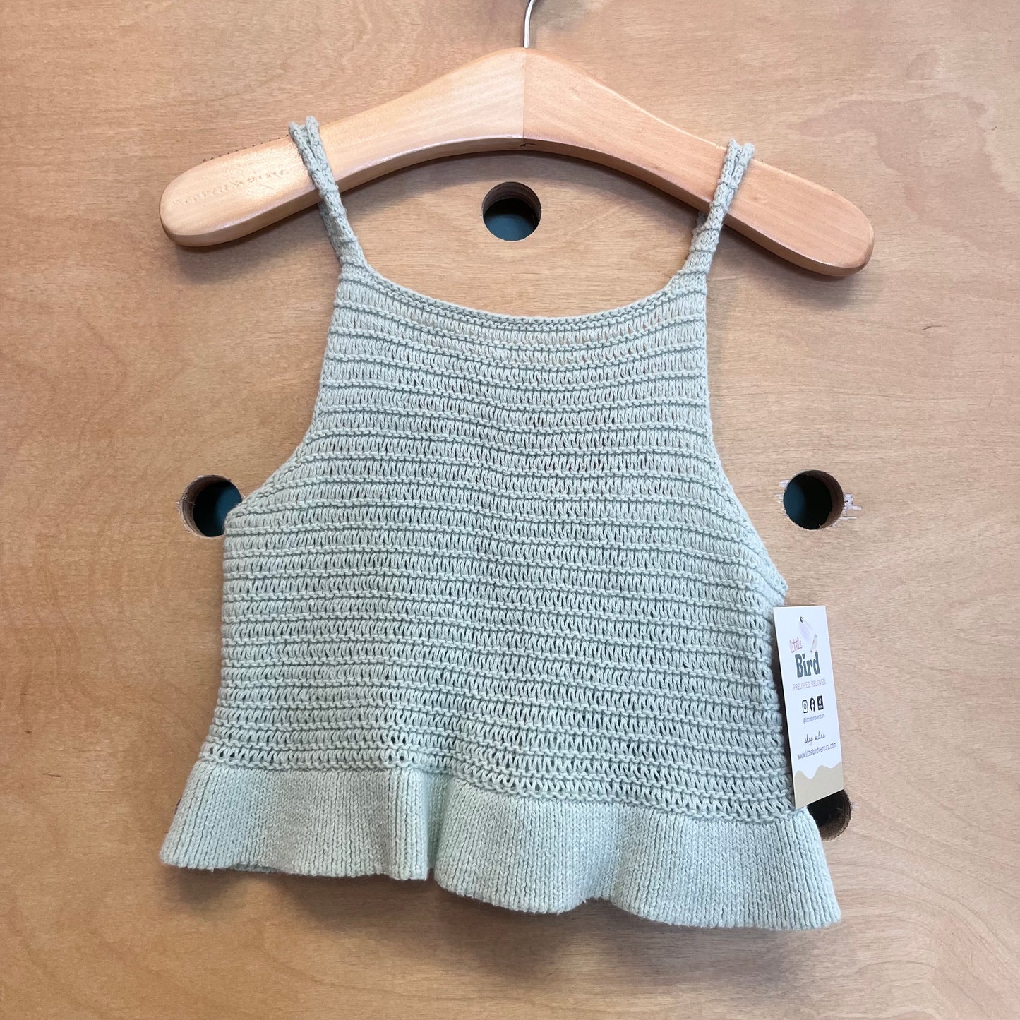 Mint Crocheted Button-Back Tank