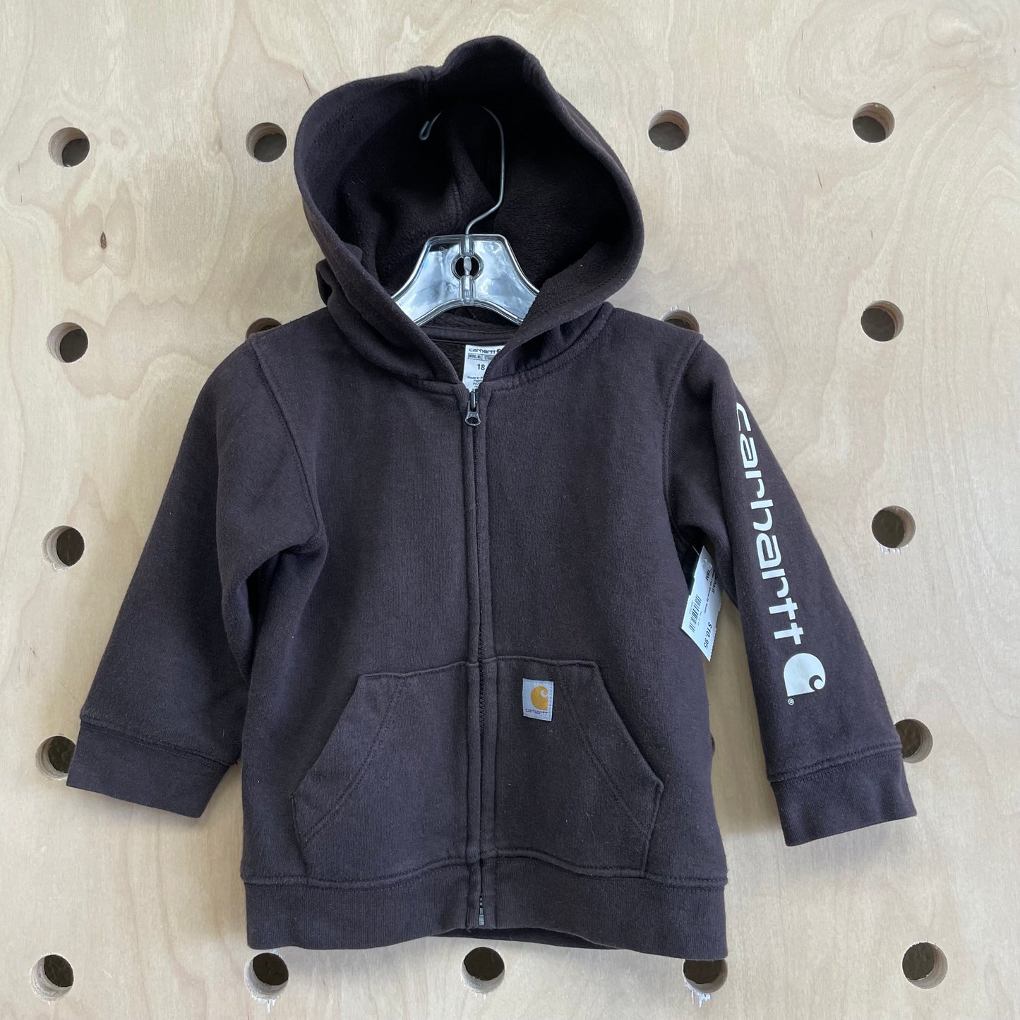 Brown Logo Sleeve Zip Hoodie