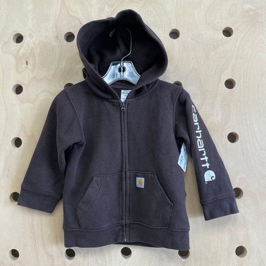 Brown Logo Sleeve Zip Hoodie