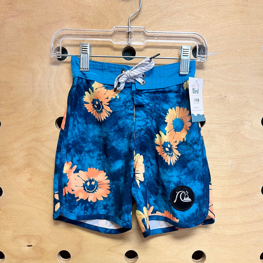 Blue/Orange Smiley Flower Board Shorts