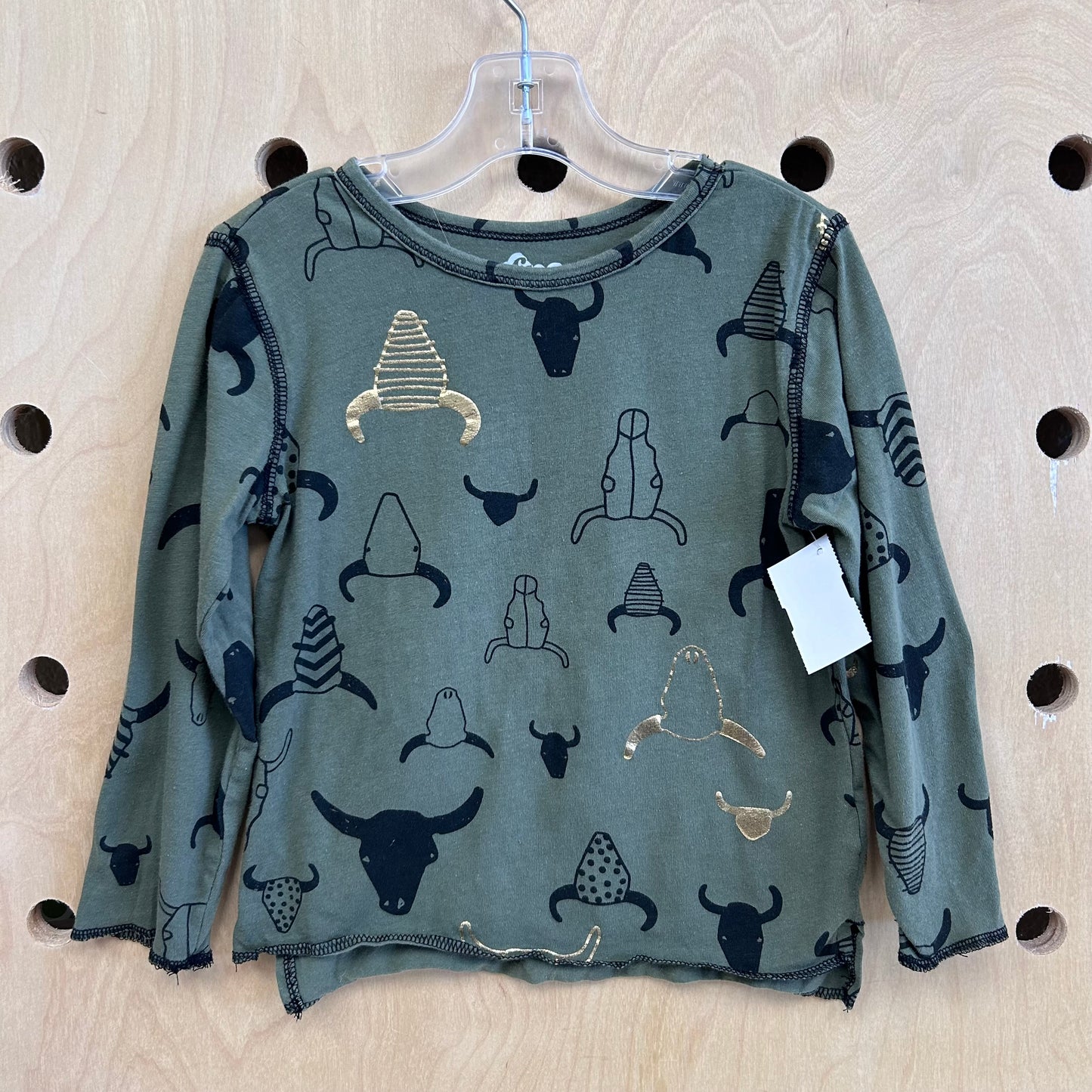 Olive + Gold Skulls LS Tee