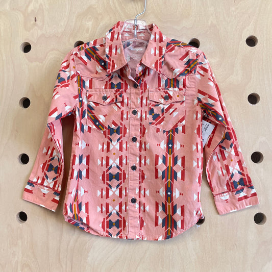Peach Aztec Button Up