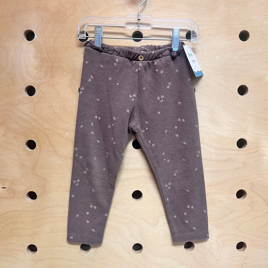 Brown/Tan Leaves Ribbed Leggings