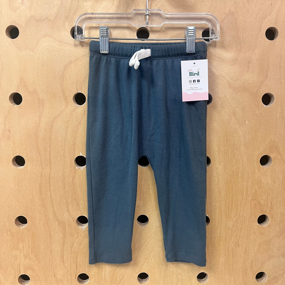 Blue Ribbed Organic Pull On Pants