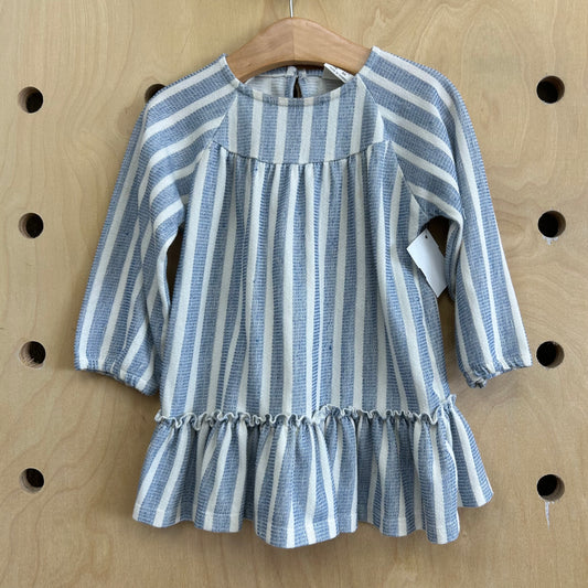 Blue + Cream Striped LS Dress