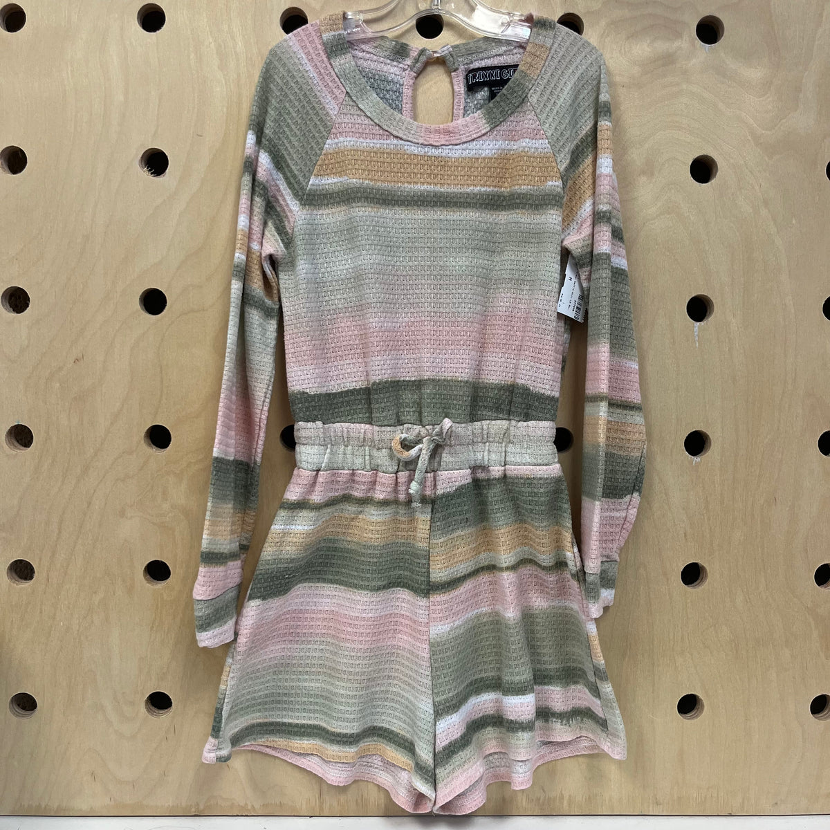 Pink & Green Waffle Knit LS Romper