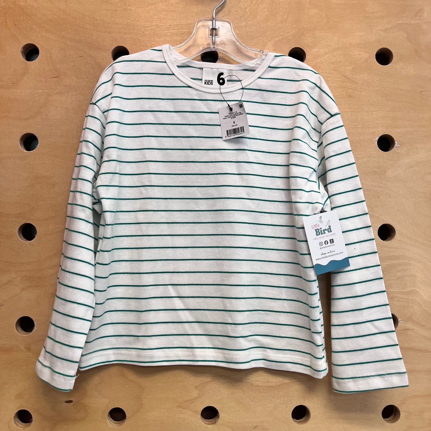 White & Green Striped Tee NEW!