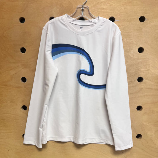 White/Blue Swirl Swim Shirt NEW!