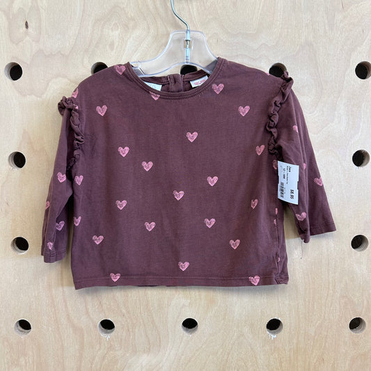 Brown + Pink Hearts Top