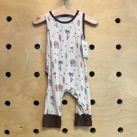 Cream /Brown Bamboo Surf Romper
