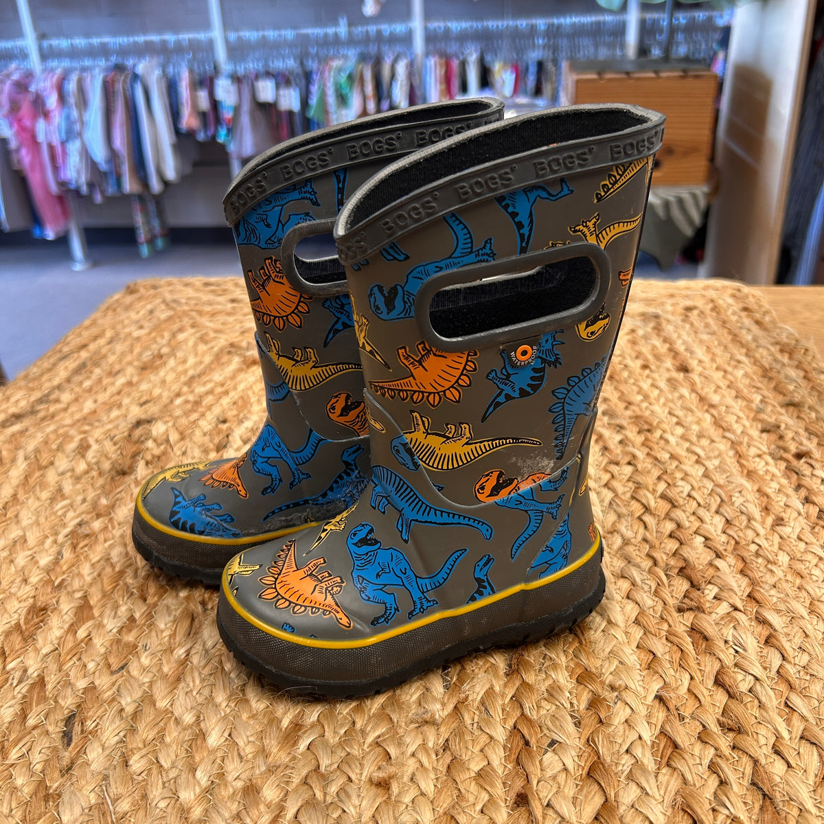 Grey Dino Rain Boots
