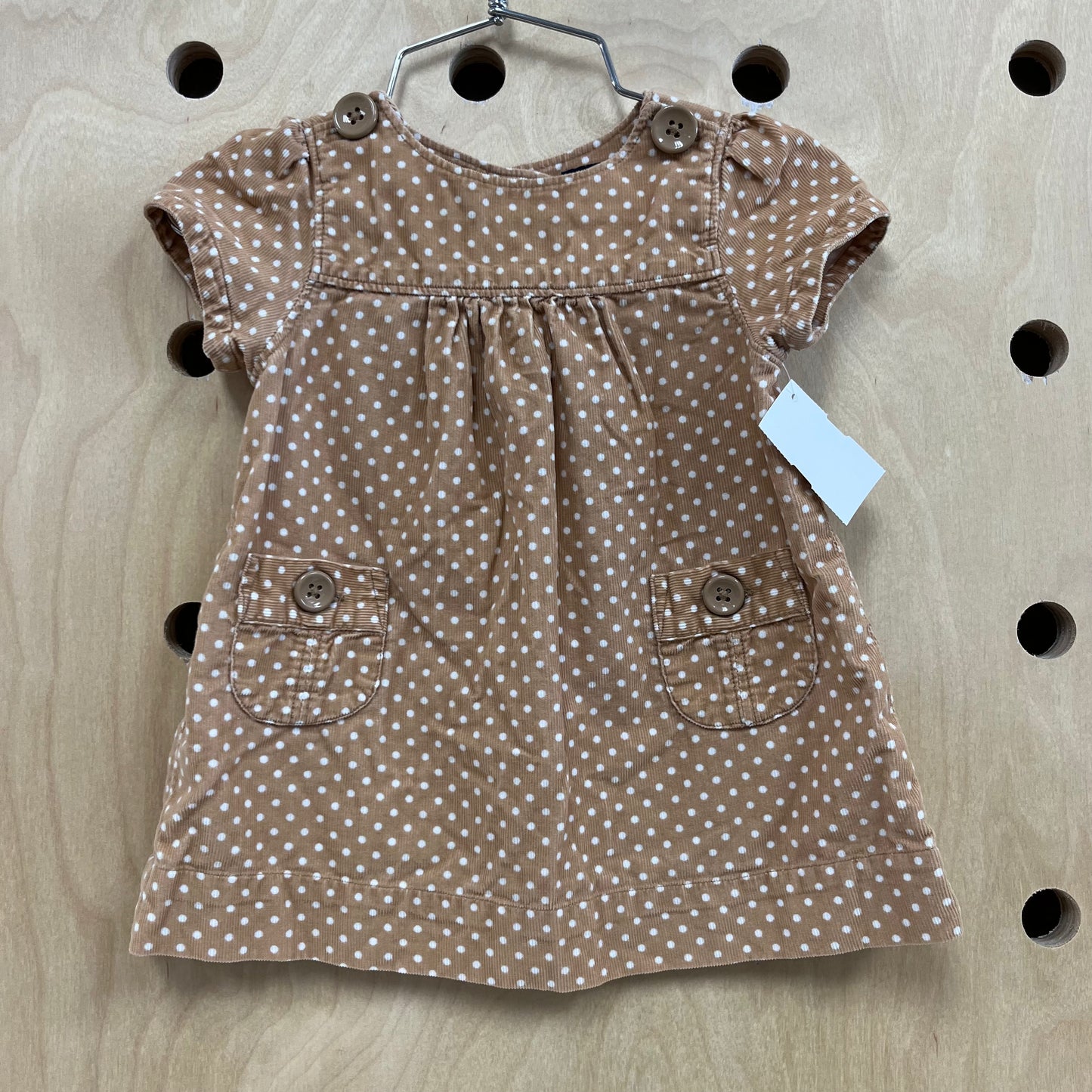 Tan+White Polka Dot Cord Dress