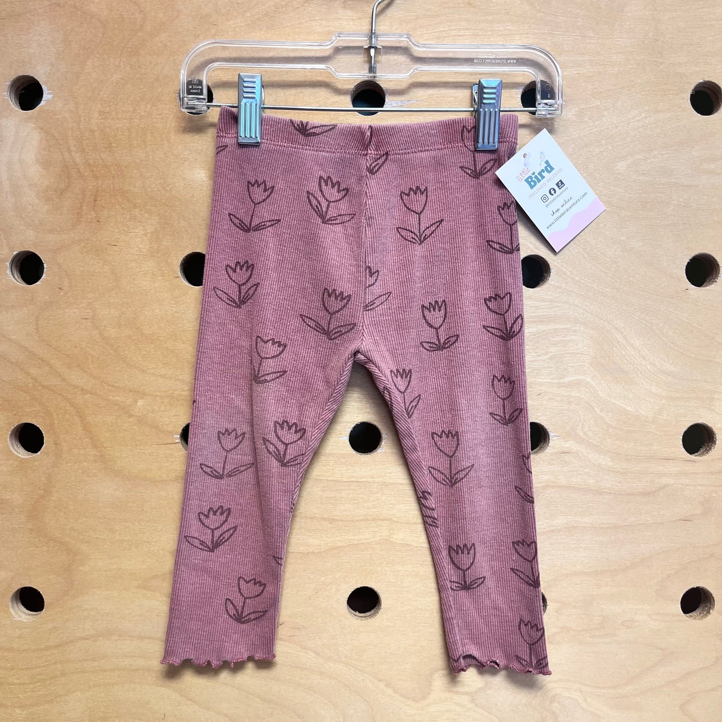 Mauve Ribbed Tulips Leggings