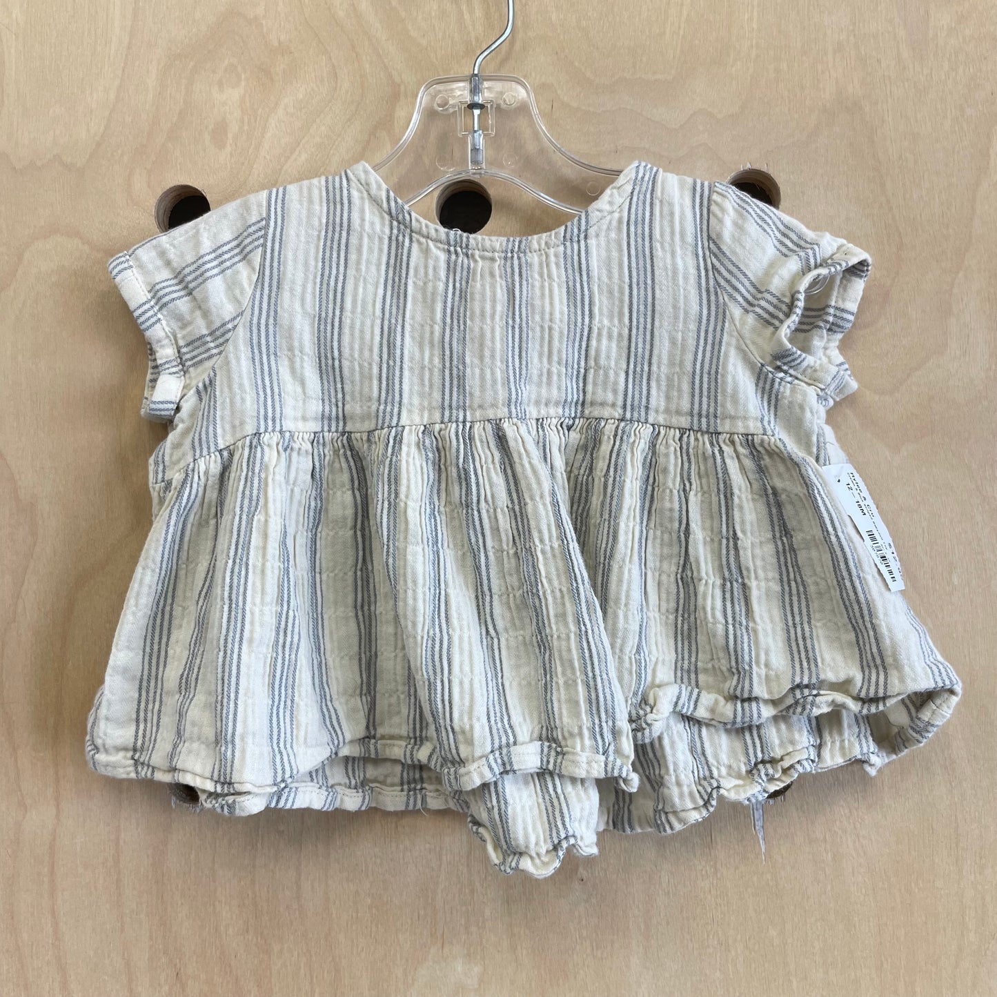 Cream & Blue Striped Babydoll Top