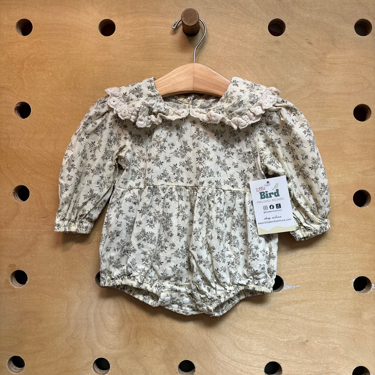 Cream/Green Floral Romper