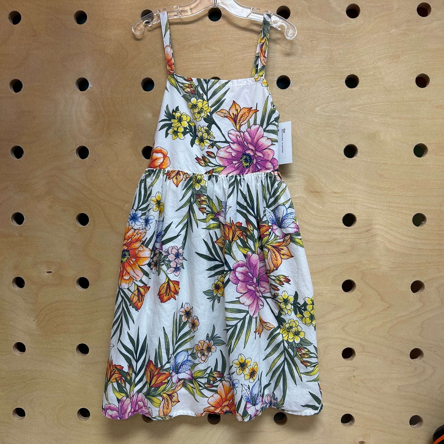 White Floral Back-Tie Tank Dress
