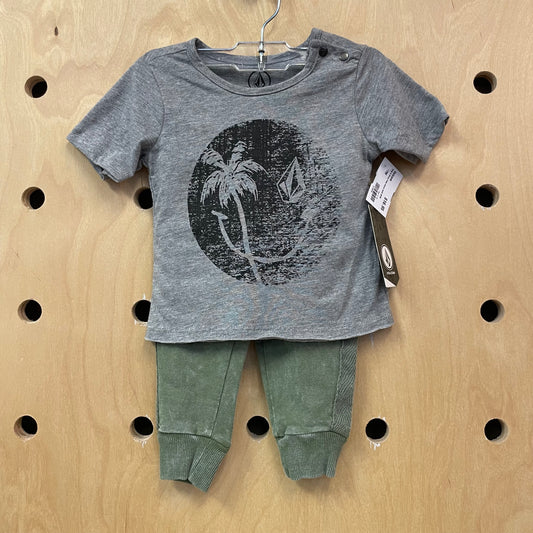 Grey & Green Palm Scene Outfit NEW!