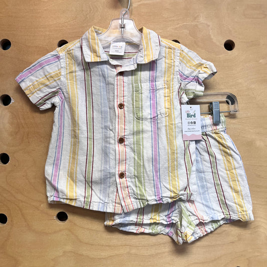 White/Pastels Striped Outfit