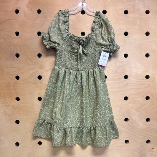 Green/White Floral Smocked Dress