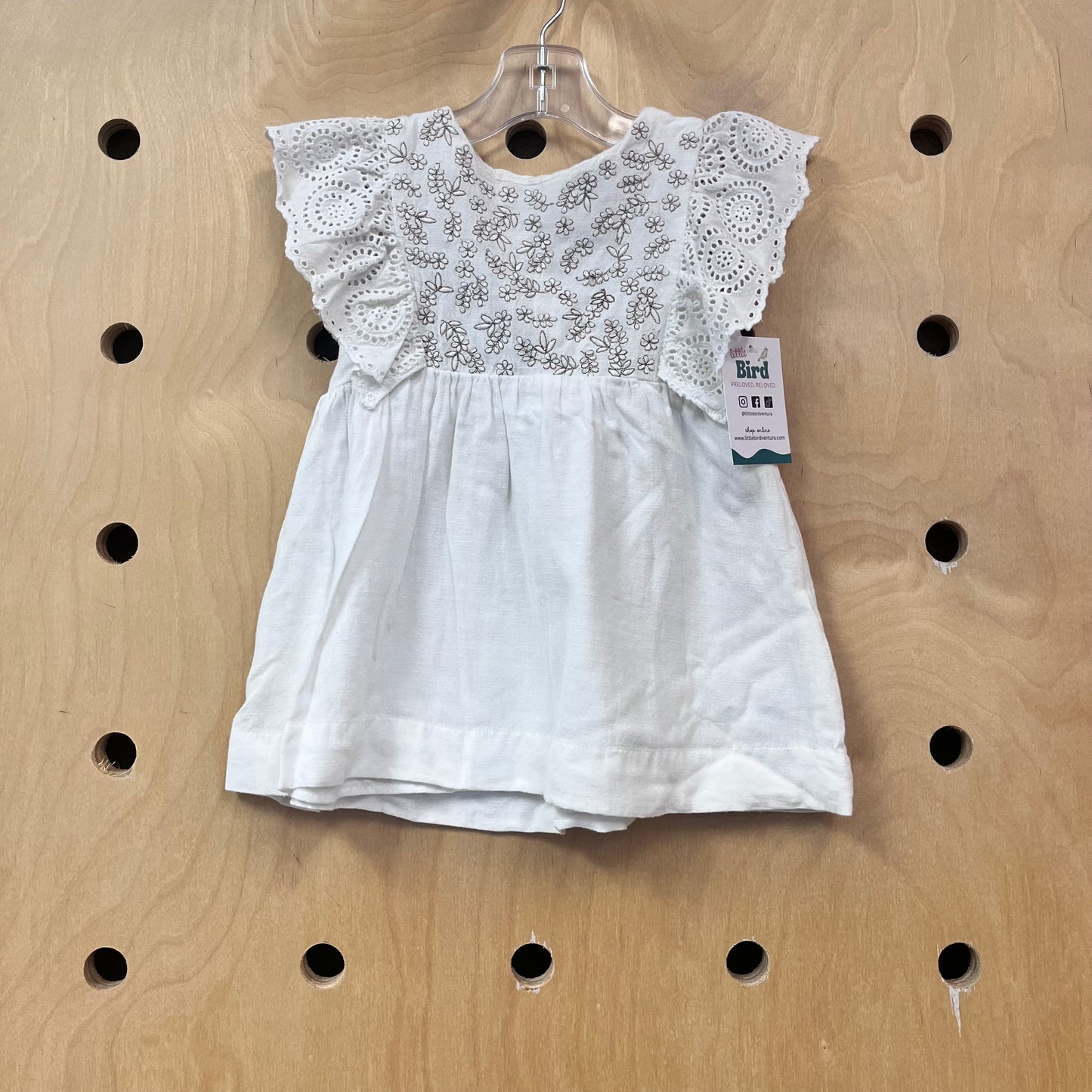 White Eyelet Sleeve Dress