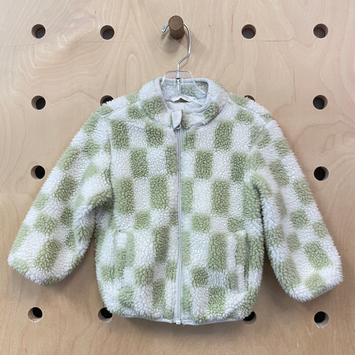Fuzzy Cream + Green Jacket