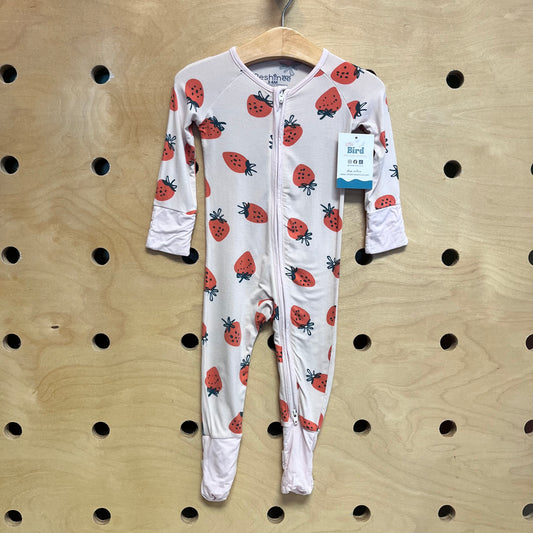Pink Strawberries 2-Way Zip Bamboo Pajamas