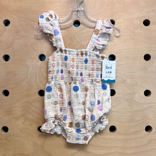 Smocked Smileys Gauze Romper