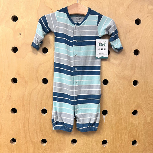 Blue Striped Bamboo Snap Romper