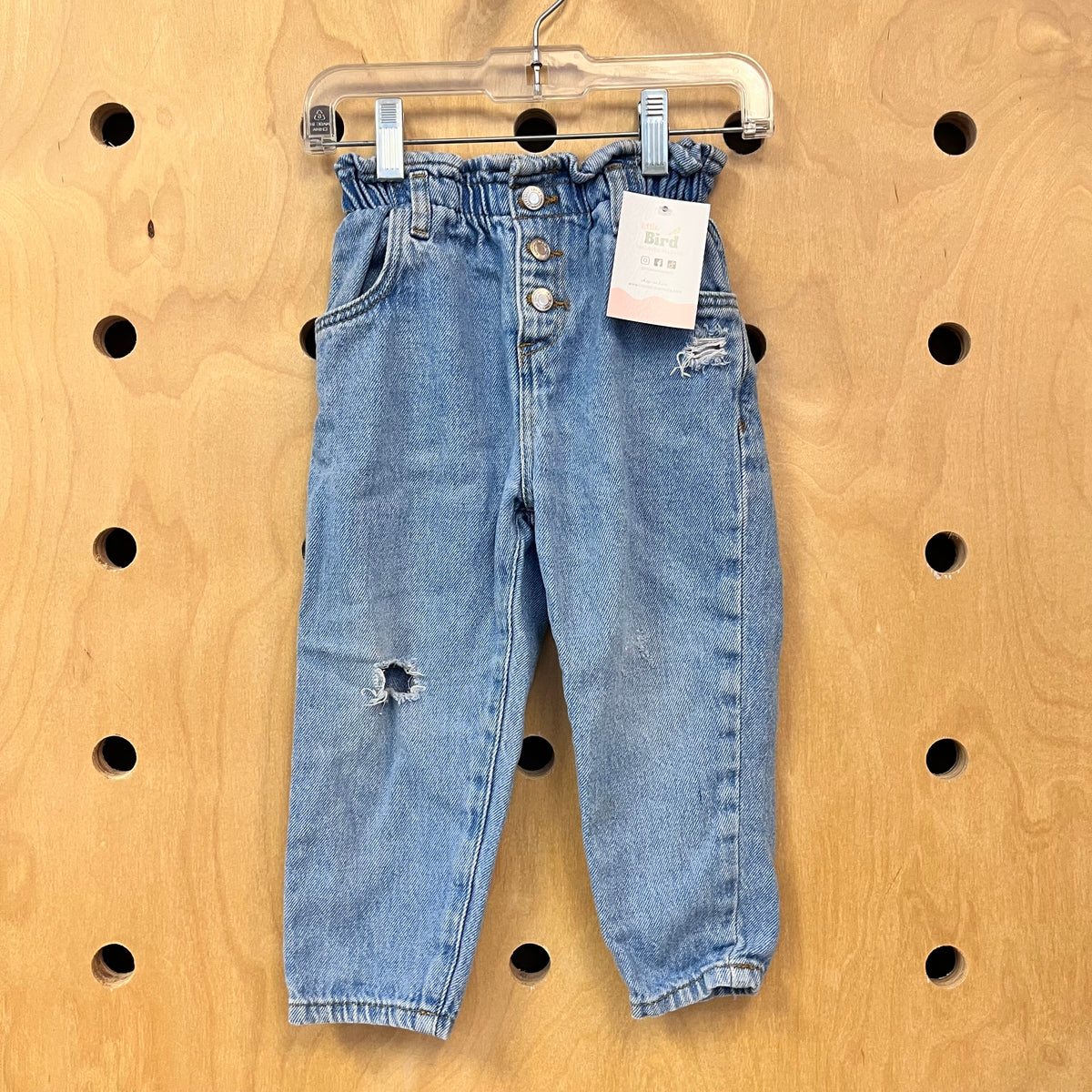 Distressed Paper Bag Waist Denim