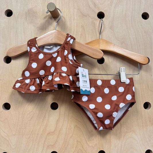 Brown/White Polka Dot Swim Suit