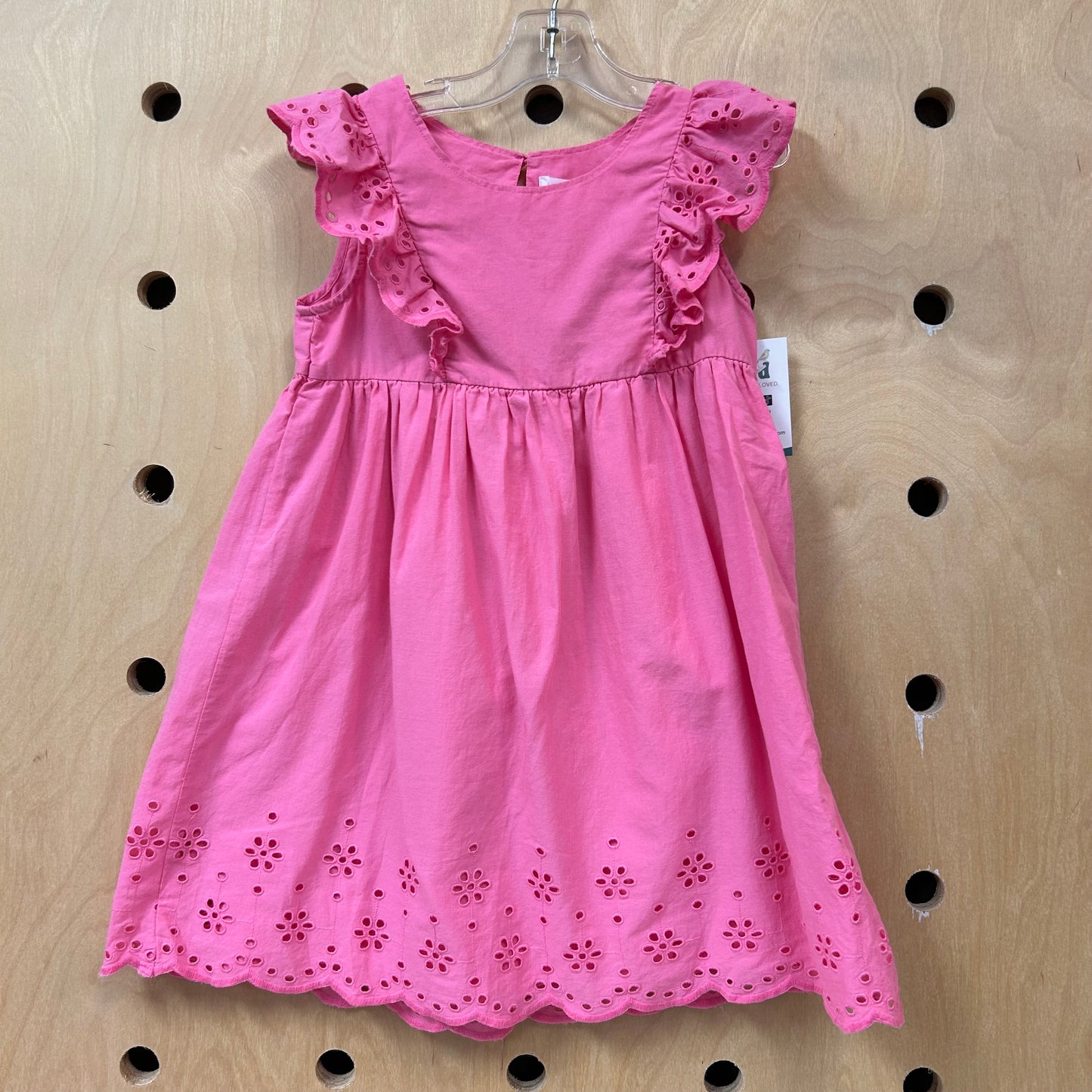 Pink Eyelet Ruffle Tank Dress