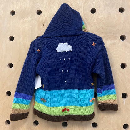 Blue Knit Peruvian Zip Hoodie
