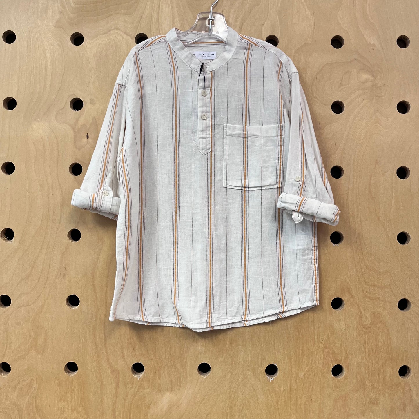 Striped Linen Blend Henley NEW!