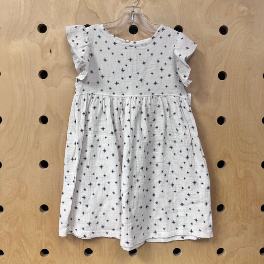Cream & Blue Stars Organic Dress