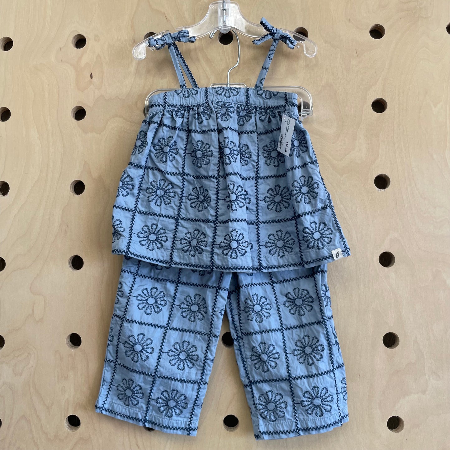 Blue Embroidered Floral Outfit